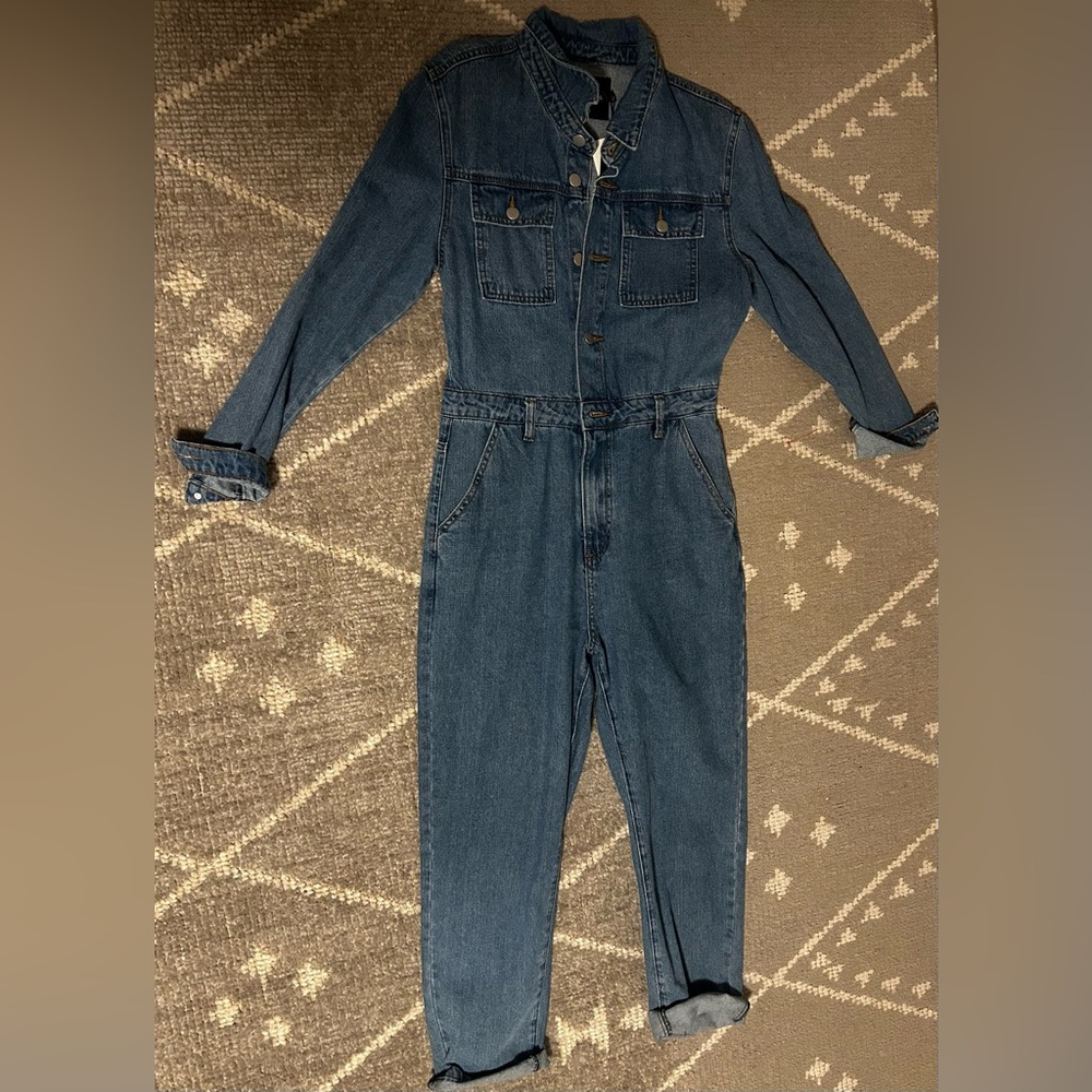 Nasty Gal Collection You Better Work denim Boiler suit size 8 NWT